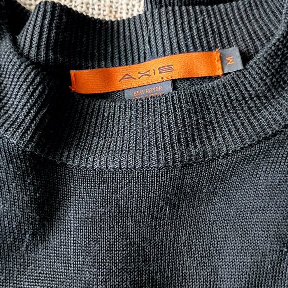 Axis Men’s Black Knit Crewneck Sweater Size M | Lightweight Ribbed Pullover - Picture 4 of 5